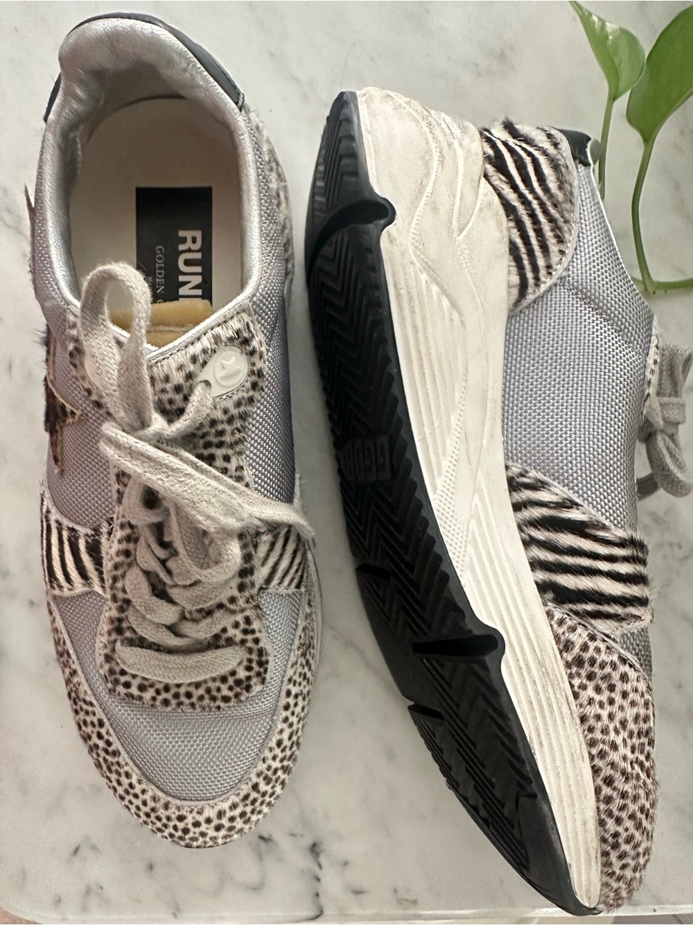 Women’s GOLDEN GOOSE RUNNING Sole Sneakers - Zebra Animal Print SZ 38 7.5